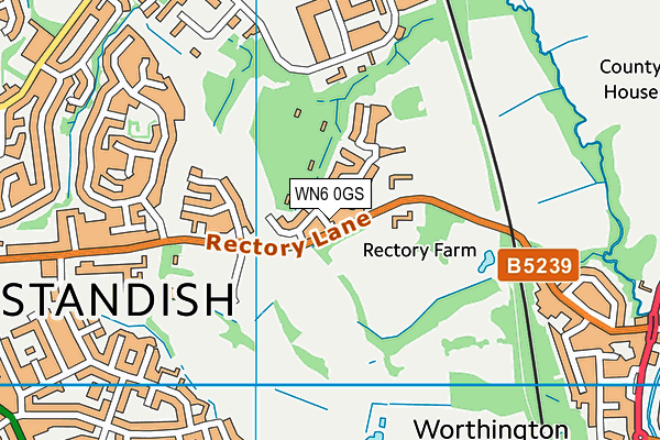WN6 0GS map - OS VectorMap District (Ordnance Survey)