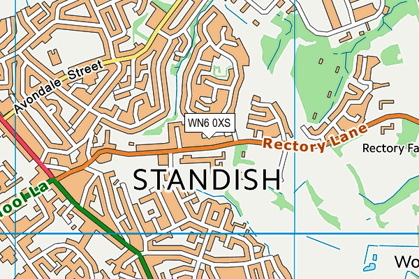 WN6 0XS map - OS VectorMap District (Ordnance Survey)