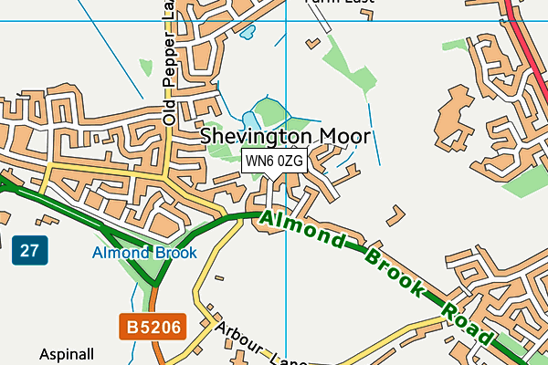 WN6 0ZG map - OS VectorMap District (Ordnance Survey)