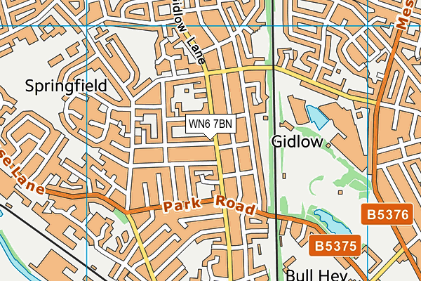 WN6 7BN map - OS VectorMap District (Ordnance Survey)