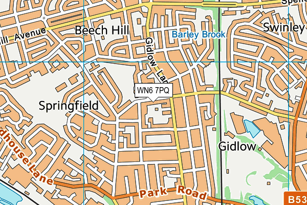 WN6 7PQ map - OS VectorMap District (Ordnance Survey) WN6 7PQ map - OS VectorMap District (Ordnance Survey)