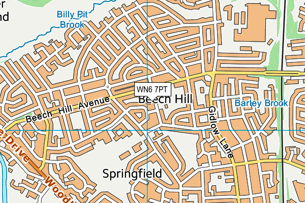 WN6 7PT map - OS VectorMap District (Ordnance Survey)