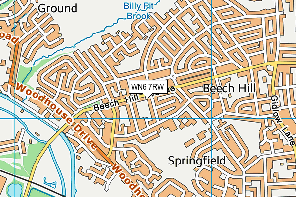 WN6 7RW map - OS VectorMap District (Ordnance Survey)