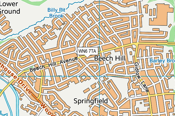 WN6 7TA map - OS VectorMap District (Ordnance Survey)