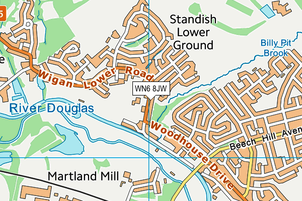 WN6 8JW map - OS VectorMap District (Ordnance Survey) WN6 8JW map - OS VectorMap District (Ordnance Survey)