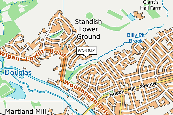 WN6 8JZ map - OS VectorMap District (Ordnance Survey)