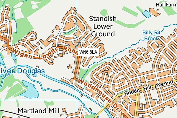 WN6 8LA map - OS VectorMap District (Ordnance Survey)