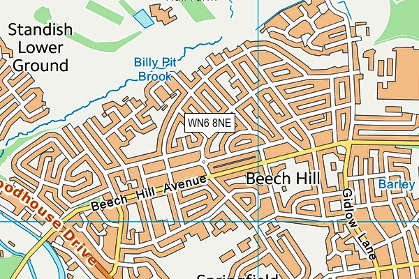 WN6 8NE map - OS VectorMap District (Ordnance Survey) WN6 8NE map - OS VectorMap District (Ordnance Survey)