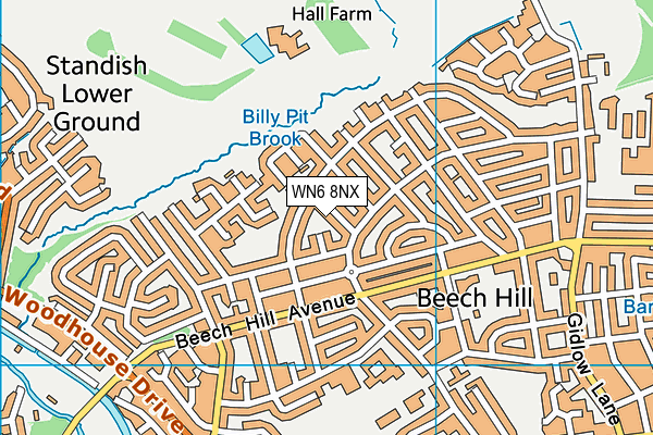 WN6 8NX map - OS VectorMap District (Ordnance Survey)