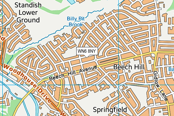 WN6 8NY map - OS VectorMap District (Ordnance Survey) WN6 8NY map - OS VectorMap District (Ordnance Survey)