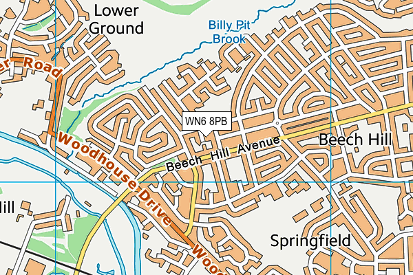 WN6 8PB map - OS VectorMap District (Ordnance Survey) WN6 8PB map - OS VectorMap District (Ordnance Survey)