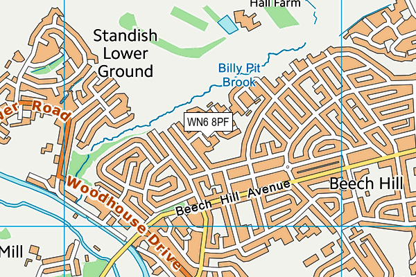 WN6 8PF map - OS VectorMap District (Ordnance Survey)