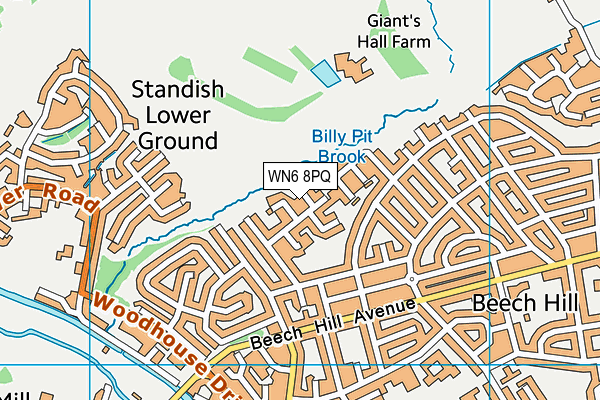 WN6 8PQ map - OS VectorMap District (Ordnance Survey)