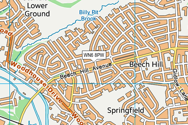 WN6 8PW map - OS VectorMap District (Ordnance Survey)