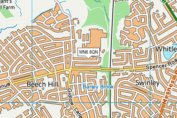 WN6 8QN map - OS VectorMap District (Ordnance Survey) WN6 8QN map - OS VectorMap District (Ordnance Survey)