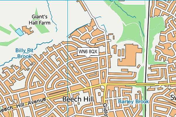 WN6 8QX map - OS VectorMap District (Ordnance Survey)