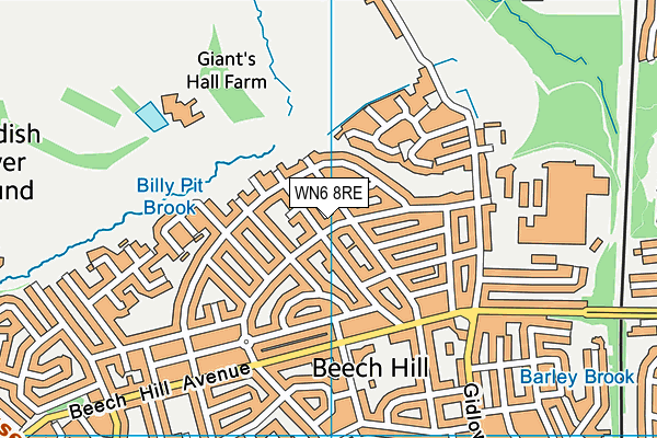 WN6 8RE map - OS VectorMap District (Ordnance Survey)