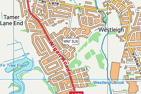 WN7 5LN map - OS VectorMap District (Ordnance Survey) WN7 5LN map - OS VectorMap District (Ordnance Survey)