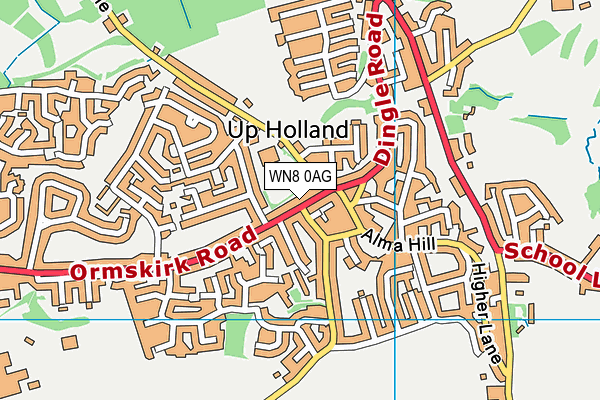 WN8 0AG map - OS VectorMap District (Ordnance Survey)