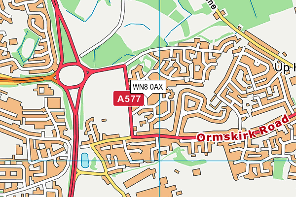 WN8 0AX map - OS VectorMap District (Ordnance Survey)