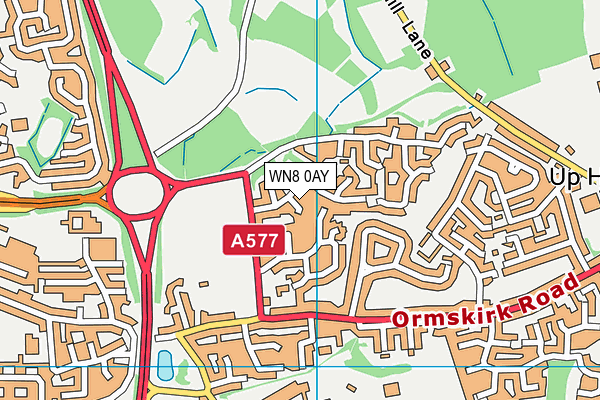 WN8 0AY map - OS VectorMap District (Ordnance Survey)