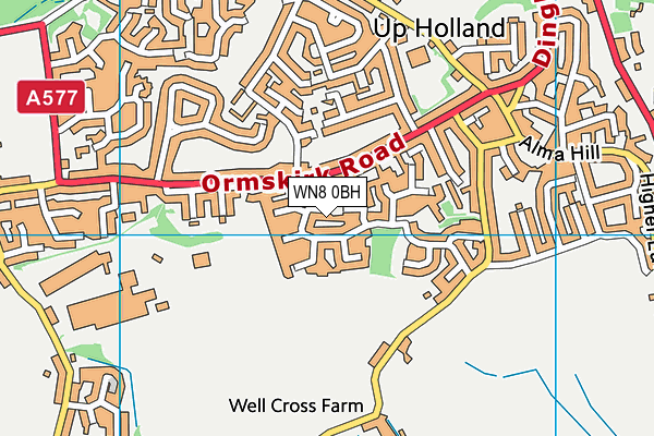 WN8 0BH map - OS VectorMap District (Ordnance Survey)