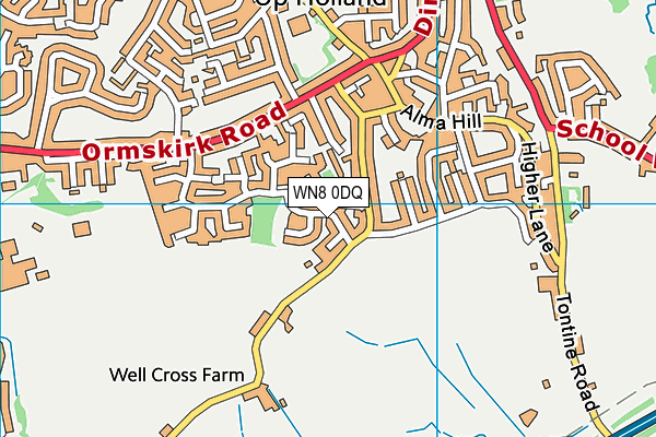 WN8 0DQ map - OS VectorMap District (Ordnance Survey)