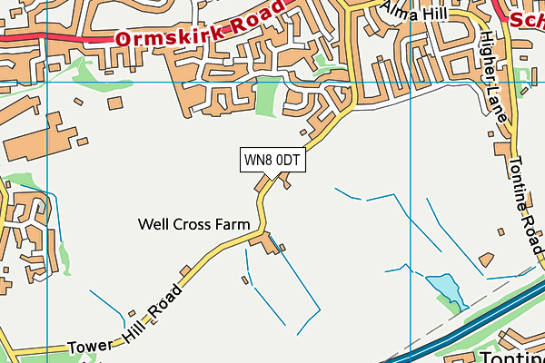 WN8 0DT map - OS VectorMap District (Ordnance Survey)
