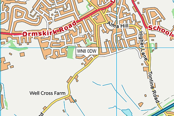 WN8 0DW map - OS VectorMap District (Ordnance Survey)