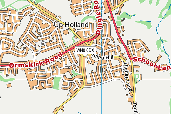 WN8 0DX map - OS VectorMap District (Ordnance Survey)