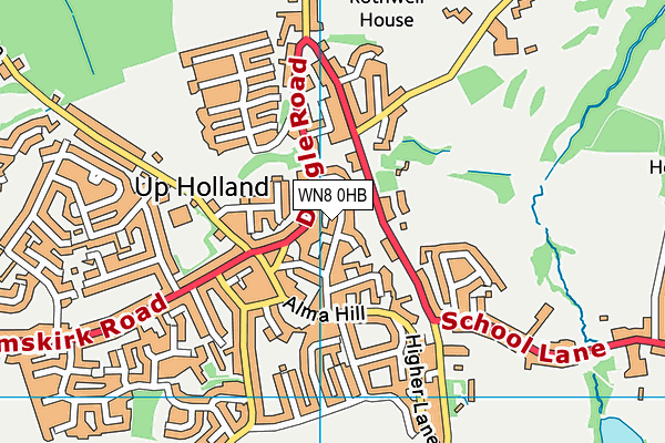 WN8 0HB map - OS VectorMap District (Ordnance Survey)