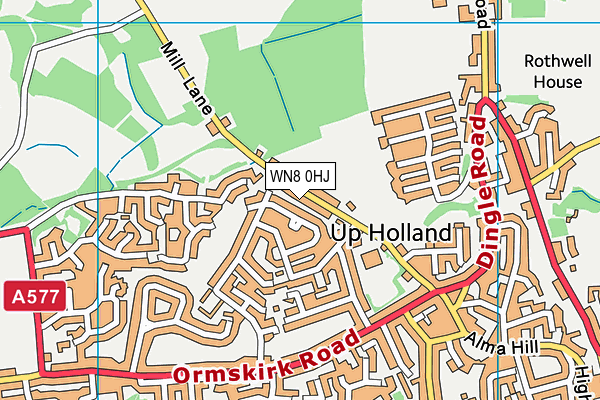 WN8 0HJ map - OS VectorMap District (Ordnance Survey)