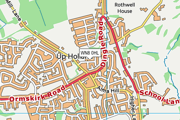 WN8 0HL map - OS VectorMap District (Ordnance Survey)