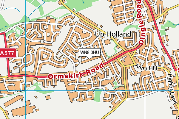 WN8 0HU map - OS VectorMap District (Ordnance Survey)