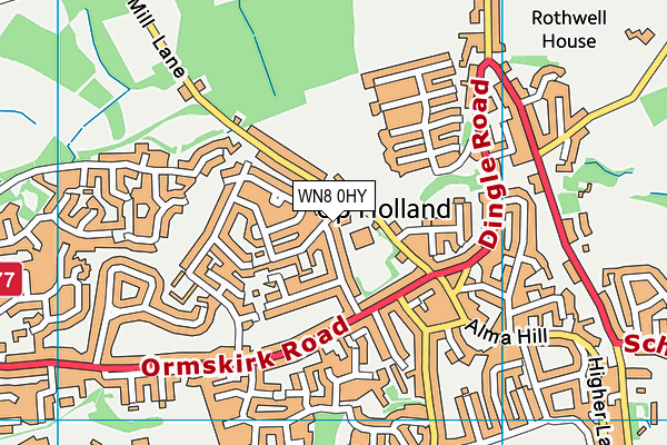 WN8 0HY map - OS VectorMap District (Ordnance Survey) WN8 0HY map - OS VectorMap District (Ordnance Survey)