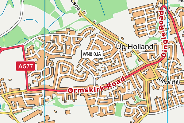 WN8 0JA map - OS VectorMap District (Ordnance Survey)