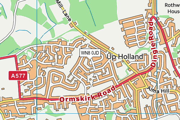 WN8 0JD map - OS VectorMap District (Ordnance Survey)