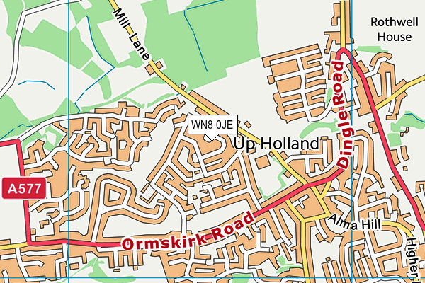 WN8 0JE map - OS VectorMap District (Ordnance Survey)