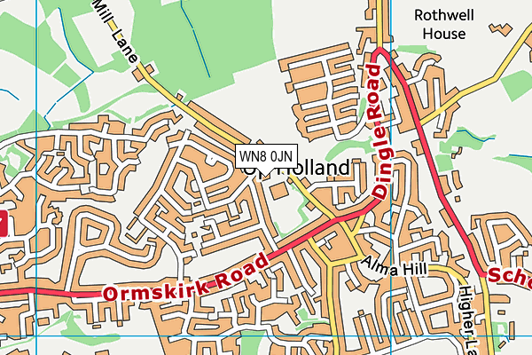 WN8 0JN map - OS VectorMap District (Ordnance Survey)