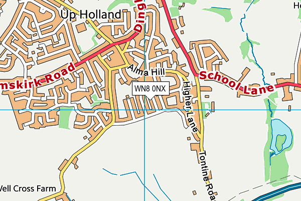WN8 0NX map - OS VectorMap District (Ordnance Survey)