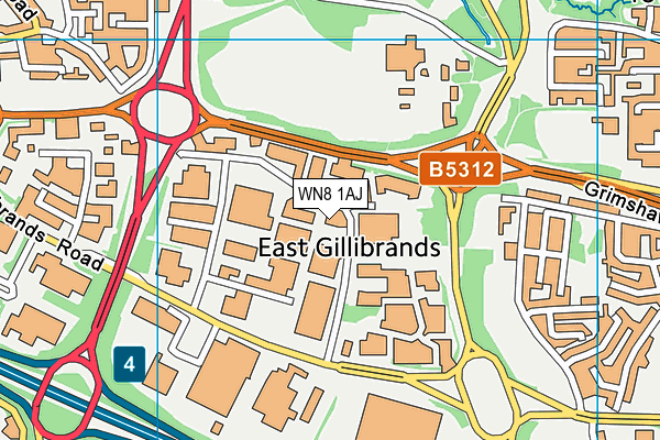 WN8 1AJ map - OS VectorMap District (Ordnance Survey)