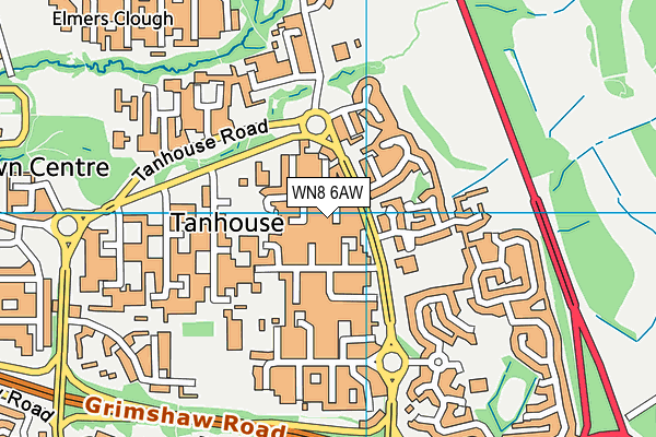 WN8 6AW map - OS VectorMap District (Ordnance Survey)