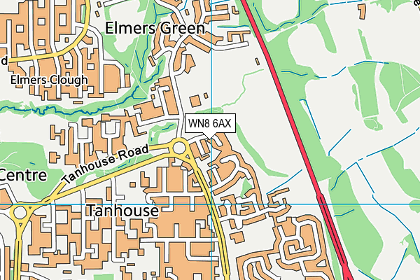 WN8 6AX map - OS VectorMap District (Ordnance Survey) WN8 6AX map - OS VectorMap District (Ordnance Survey)