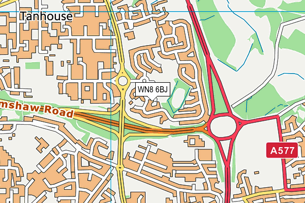 WN8 6BJ map - OS VectorMap District (Ordnance Survey) WN8 6BJ map - OS VectorMap District (Ordnance Survey)