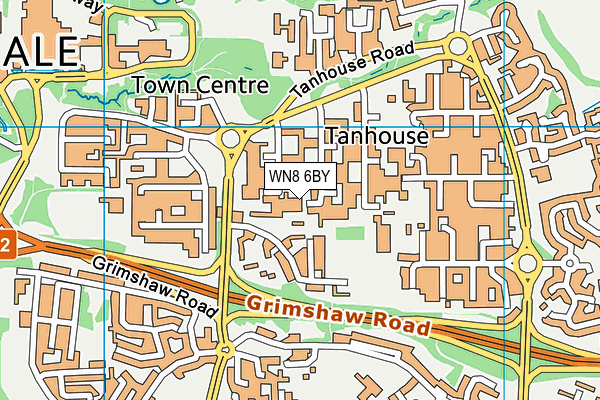 WN8 6BY map - OS VectorMap District (Ordnance Survey)
