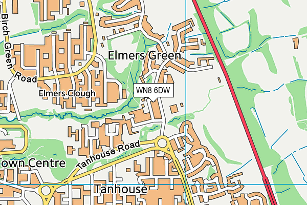 WN8 6DW map - OS VectorMap District (Ordnance Survey)