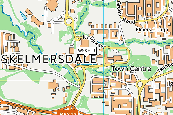 WN8 6LJ map - OS VectorMap District (Ordnance Survey)