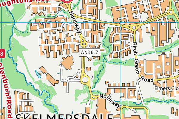 WN8 6LZ map - OS VectorMap District (Ordnance Survey)