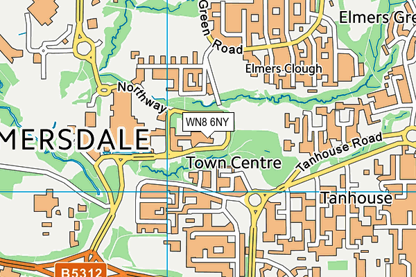 WN8 6NY map - OS VectorMap District (Ordnance Survey)