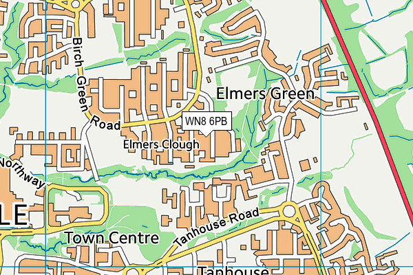 WN8 6PB map - OS VectorMap District (Ordnance Survey)